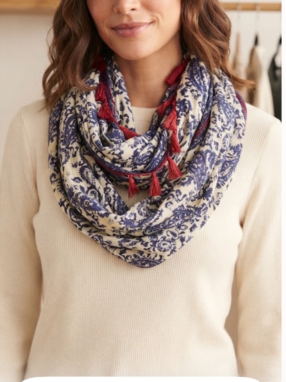 URBAN OUTFITTERS | Staring at Stars Boho Paisley Print Tassel Trim Infinity Scar